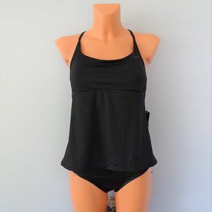 Nike NWT 2 Pc Cross-Back Active Black Tankini Set